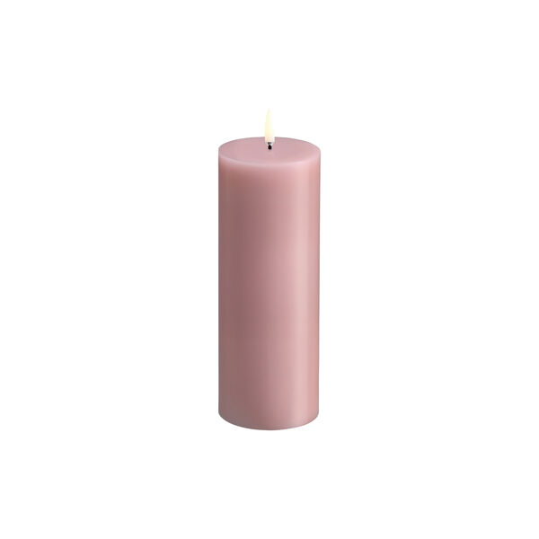LED pillar candle smooth 20 cm, rose powder, Uyuni Lighting