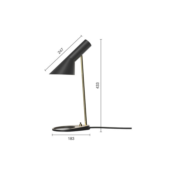 AJ Mini Bordslampa, brass/black, Louis Poulsen