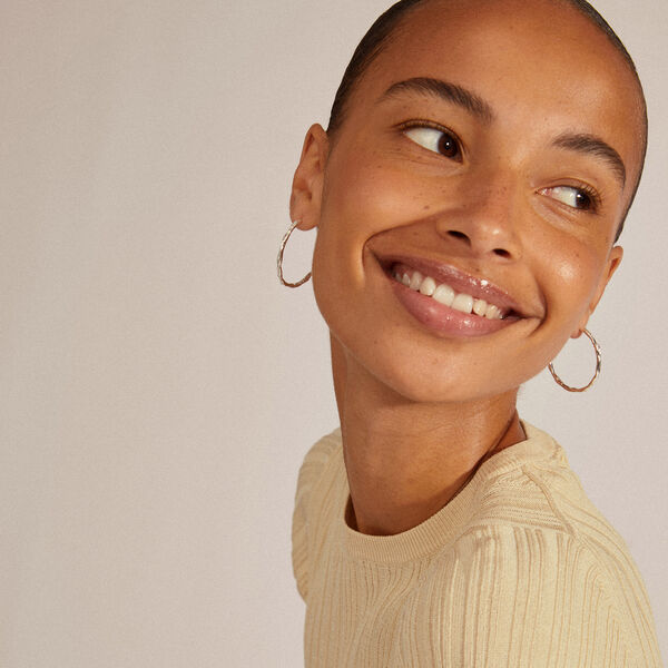 EDDY recycled organic shaped maxi hoops, silver-plated, Pilgrim