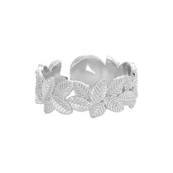 Dahlia ring w. leaves, silver plated, Pure by Nat