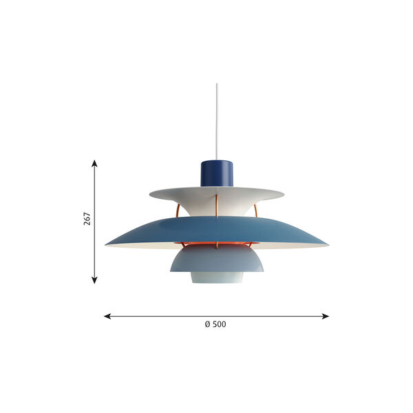 PH 5 pendel, bl&aring;, Louis Poulsen