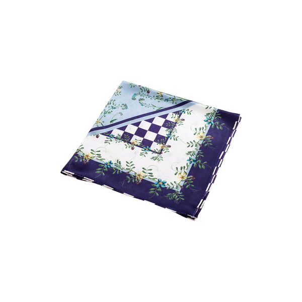 Purple Flower Dot Checker sidenscarf, Flora Danica Denmark