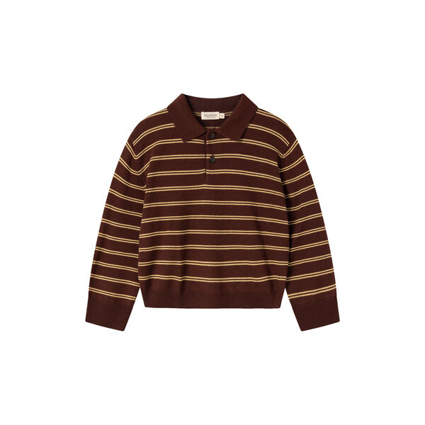Teno Polo Knitwear, dark wheat stripe, MarMar Copenhagen