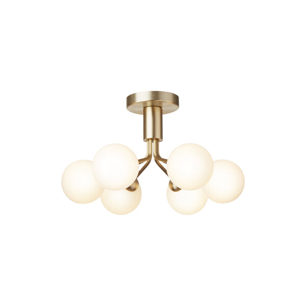 Apiales 6 Ceiling Lamp, brushed brass/opal, Nuura