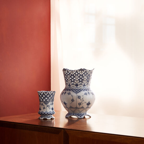 Blue Fluted Full Lace Vas 11 cm, Royal Copenhagen