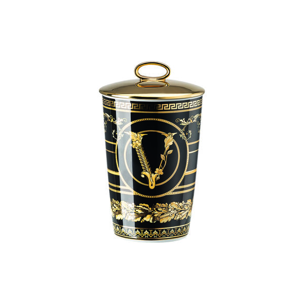 Table light 2 pcs. with scented wax, virtus gala black, Rosenthal x Versace