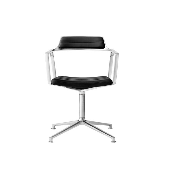VIPP452 Swivel Chair with Gliders, black/polished aluminium, Vipp
