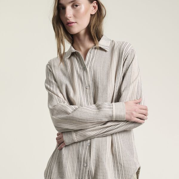 Shiko smal skjorta, ivory/black stitch, BITTE KAI RAND