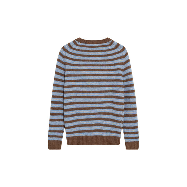 MMGCarlos Stripe Crew Neck Knit, chocolate brown melange, MOS MOSH Gallery