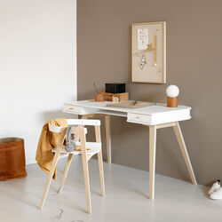 Wood Desk 72,6 cm & Armchair Set, white/oak, Oliver Furniture