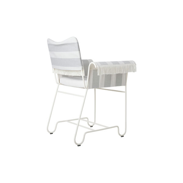 Tropique  Dining Chair with Fringes, Leslie Stripe Limonta 20/classic white semi matt Tropique  Dining Chair with Fringes, Leslie Stripe Limonta 20/classic white semi matt, GUBI