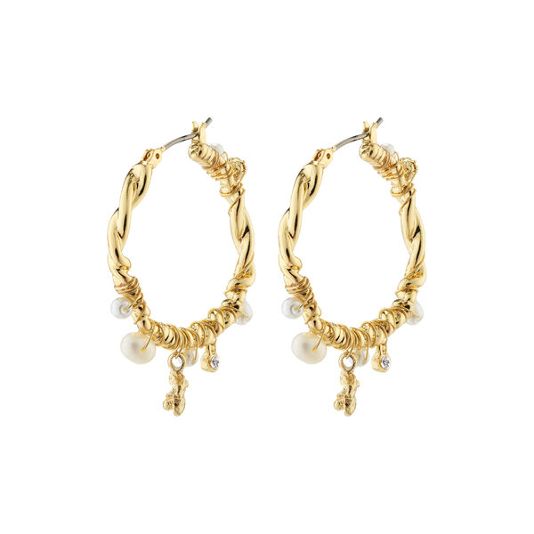 ANA Pearl & Crystal Hoops, gold-plated ANA Pearl & Crystal Hoops, gold-plated, Pilgrim