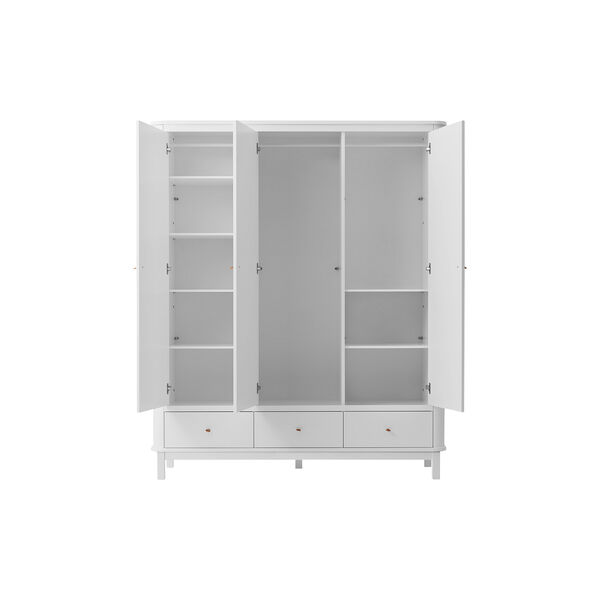 Wood Wardrobe 3 Doors, white, Oliver Furniture