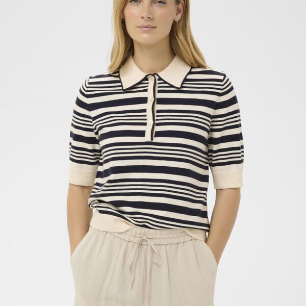 AnettiPW Pullover, dark blue irregular stripe, Part Two