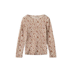 Wool T-Shirt L/S Alfie, 2475 rose flowers, Wheat