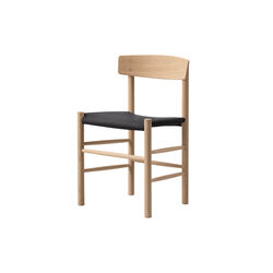 J39 Mogensen Chair with Seat Upholstery, soap treated oak/black canvas, Fredericia Furniture