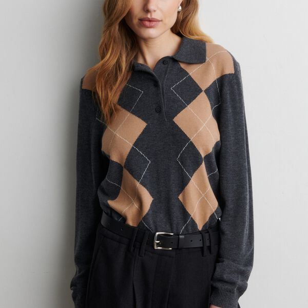 Shailene Knit Polo, dark grey melange, Second Female