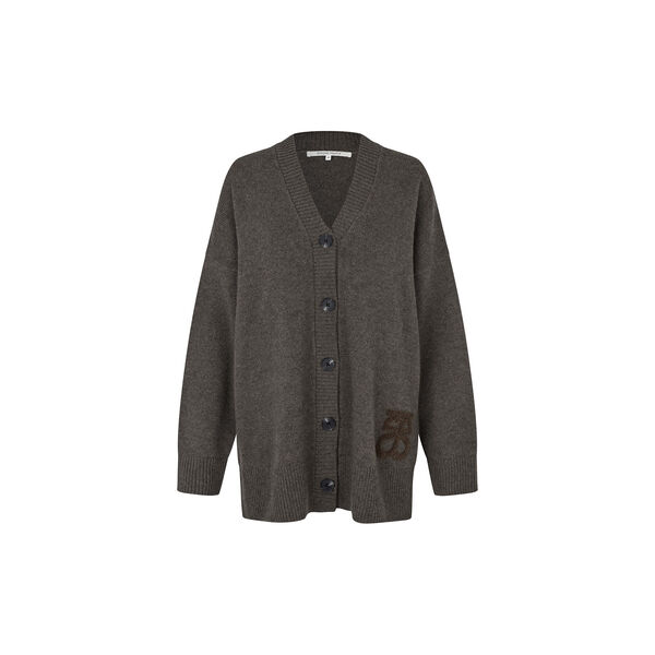Alpha Knit Monogram Cardigan, black olive, Second Female