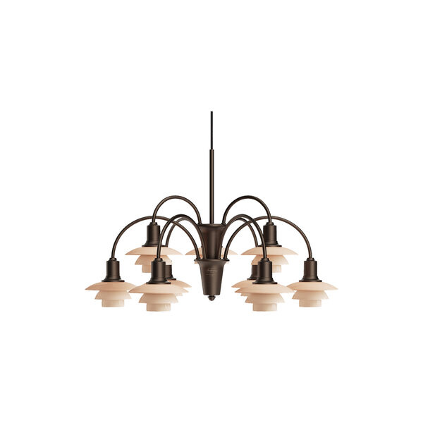 PH 1/1 Chandelier Centenary Edition 9-Armed, aged brass/dusty terracotta, Louis Poulsen