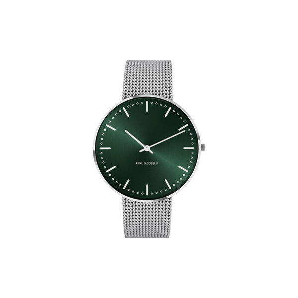 City Hall armbandsur, evergreen/steel, Arne Jacobsen Watches