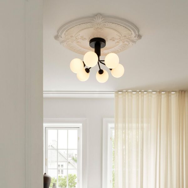 Apiales 6 Ceiling Lamp, satin black/opal, Nuura
