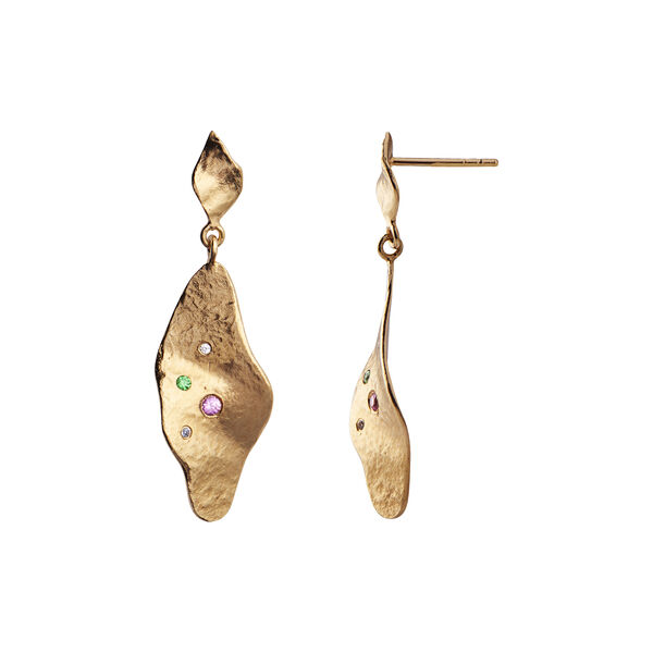 Dangling Ile De L'Amour Earring with Stones Single, gold Dangling Ile De L'Amour Earring with Stones Single, gold, Stine A Jewelry