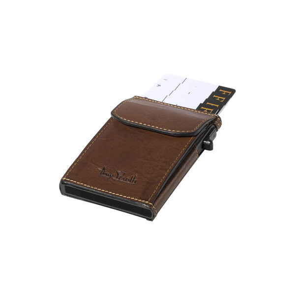 Slim Cardholder with coinpocket, dark brown, Tony Perotti