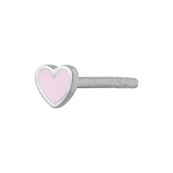 Petit Love Heart Light Pink Enamel Single, silver, Stine A Jewelry