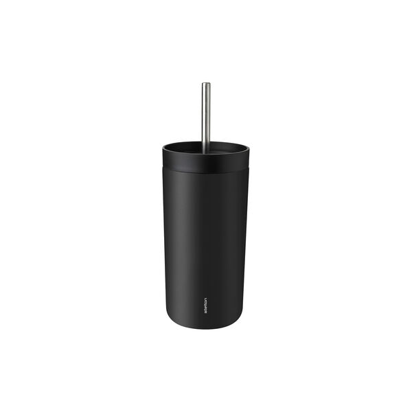 To Go Sip Termomugg med sugr&ouml;r, soft black, Stelton