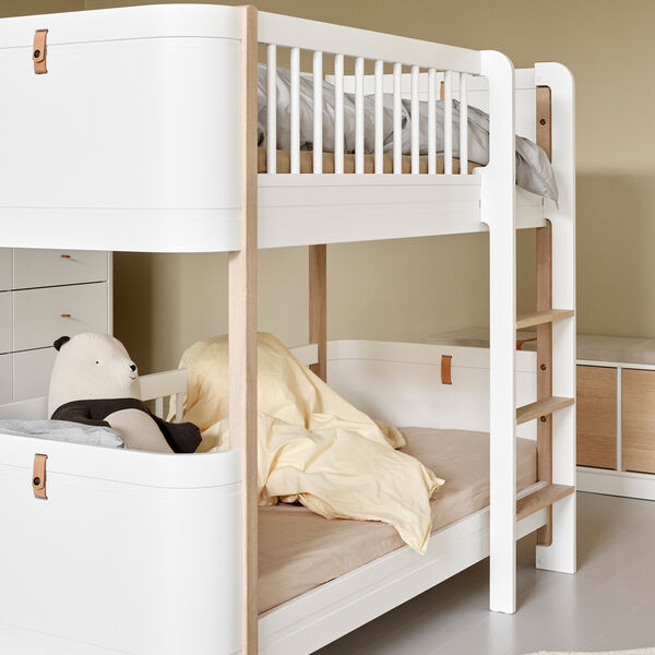 Wood Mini+ Low Bunk Bed 68x162cm, white/oak, Oliver Furniture