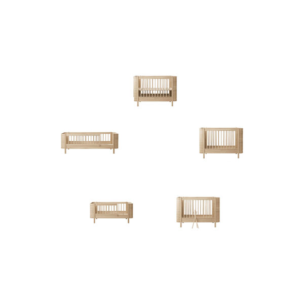 Wood Mini+ Cot Bed incl. Junior Kit 68x122/162 cm, ek, Oliver Furniture
