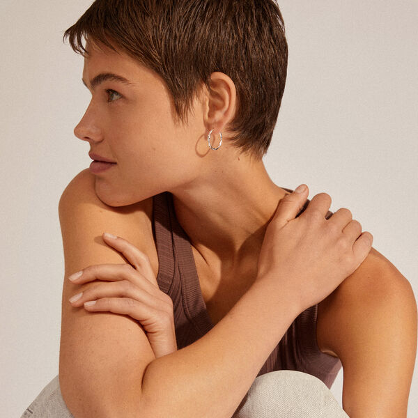 EDDY recycled  organic shaped stora hoops, silver-plated, Pilgrim