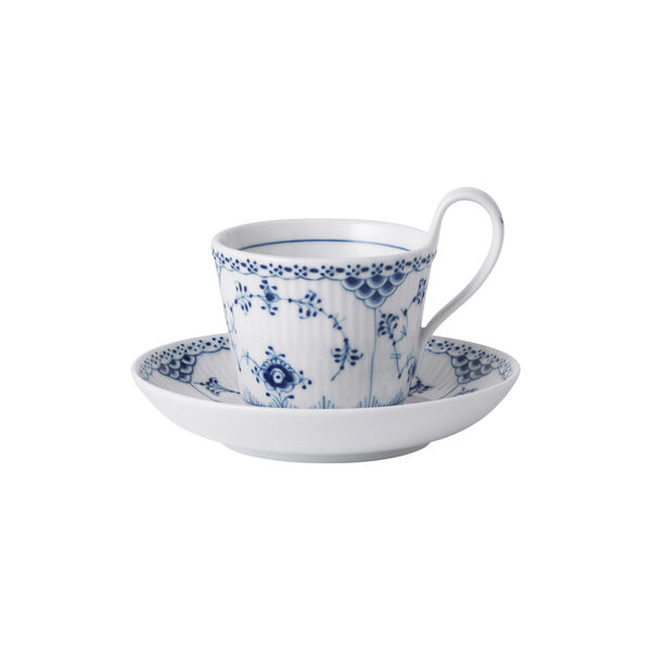 Blue Fluted Half Lace kopp med fat, Royal Copenhagen