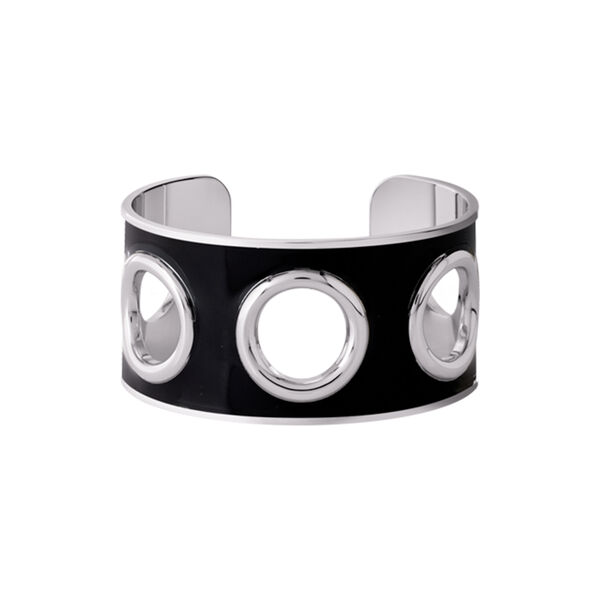 EYELET Bracelet Thick, rhodium/black, bangle up
