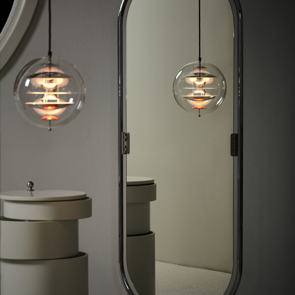 VP Globe Pendant, chrome/red/blue, Verpan