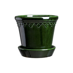 Københavner GLAZED kruka med fat, emerald green, Bergs Potter