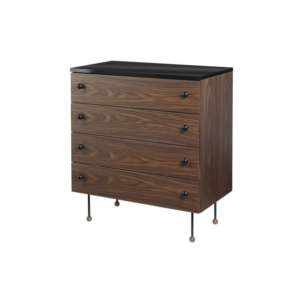 62 Dresser 4 Drawer, walnut/black, GUBI