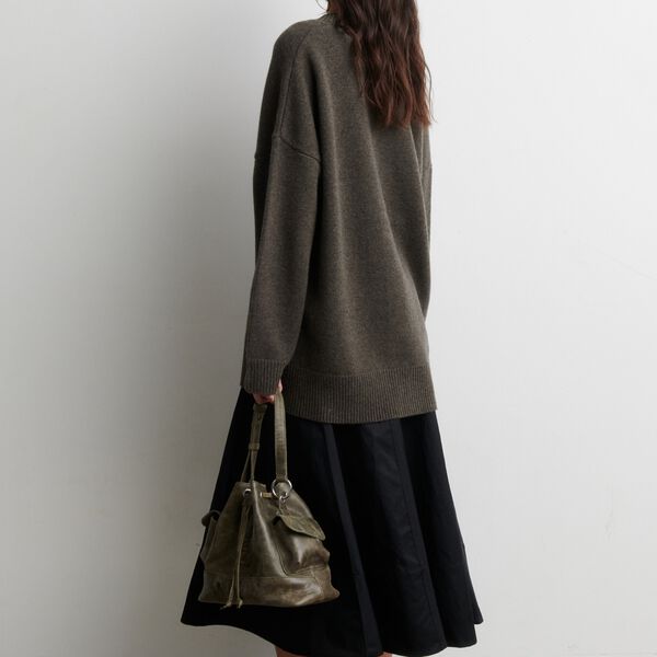 Alpha Knit Monogram Cardigan, black olive, Second Female