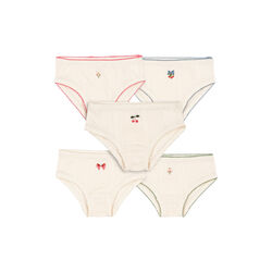 Minna 5 Pack Girl Underpants, antique white, Konges Sl&oslash;jd