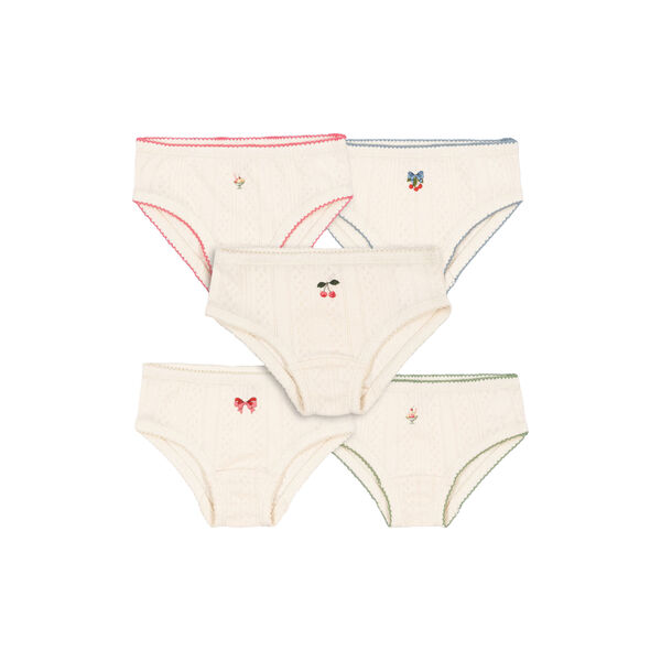 Minna 5 Pack Girl Underpants, antique white, Konges Sl&oslash;jd