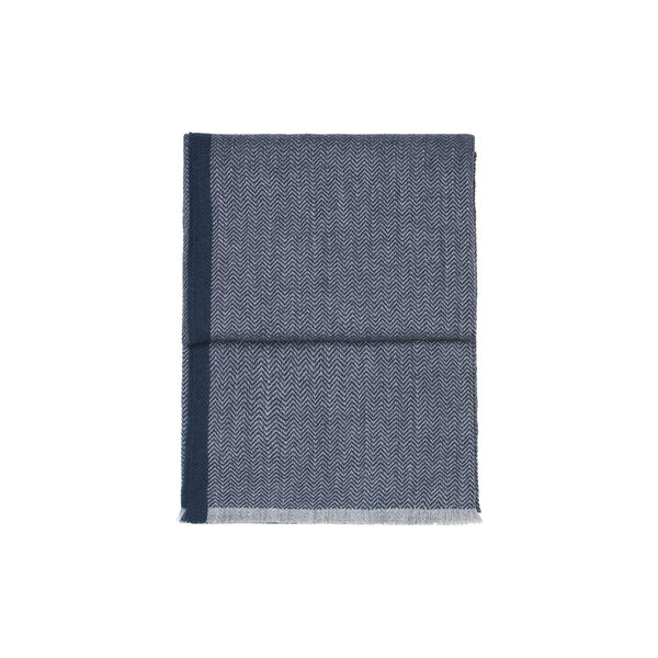 Herringbone pl&auml;d, dark blue/grey, ELVANG